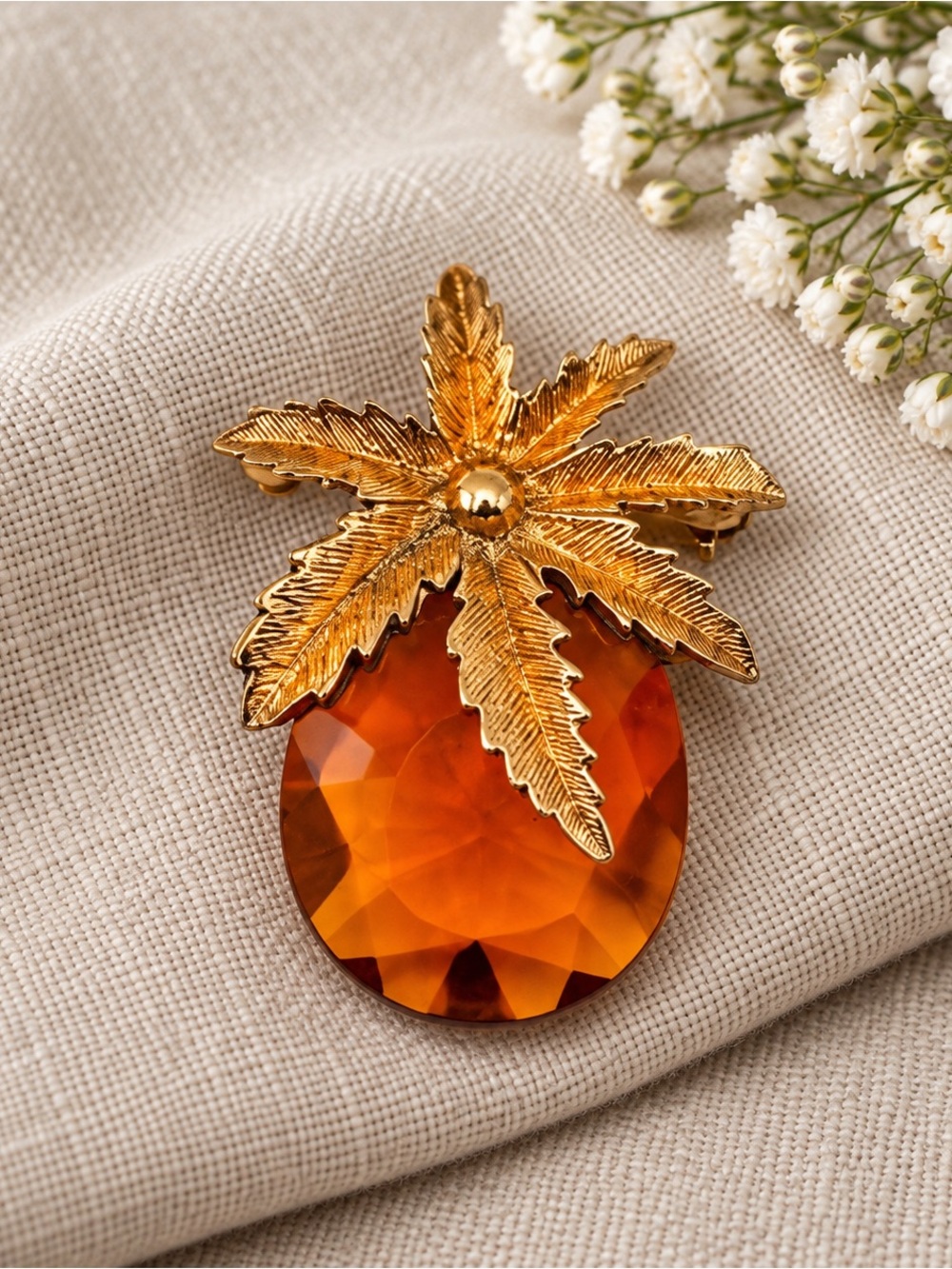 Vintage Sarah Coventry "Autumn Haze" Pineapple Brooch Pendant